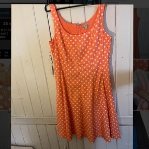 Adorable new without tags Dress Barn coral dress with polka dots. Size 12